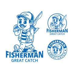 FISHERMAN great catch mascot logo illustration design