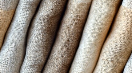 Fototapeta premium Rolled Beige and Brown Linen Fabric Texture