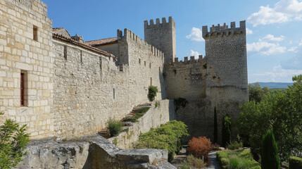 Obraz premium Its stone walls and towers whisper tales of history and grandeur.