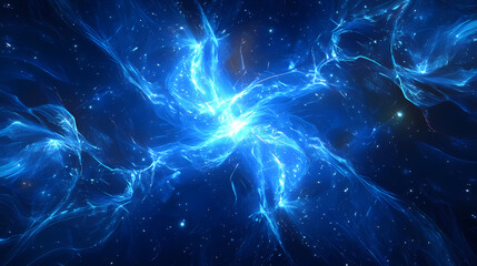 A futuristic midnight blue design with digital wave patterns, glowing neon lights, and sharp lines, ideal for creating dynamic digital art and sleek branding visuals. Midnight Wave. Illustration