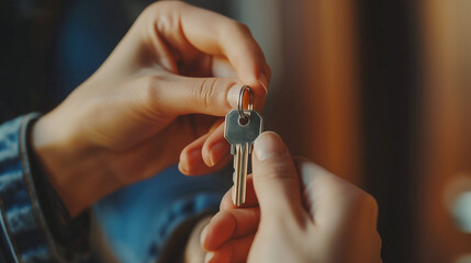 Close-up of hand holding a key.