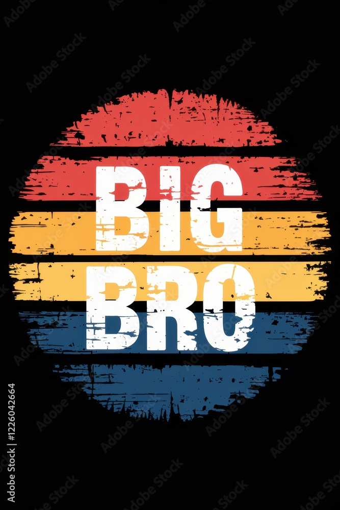 Poster big bro text design with colorful striped background