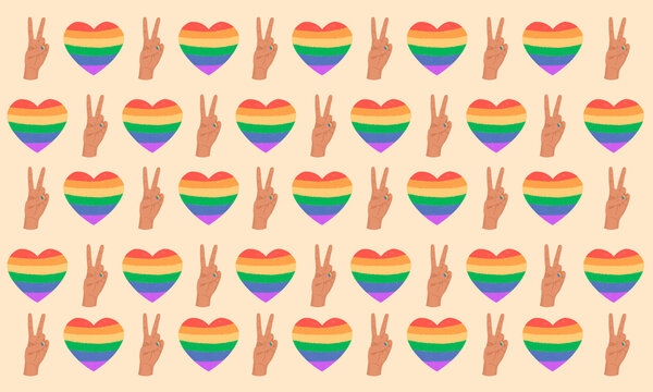 Rainbow Hearts and Peace Signs Pattern Embracing Diversity