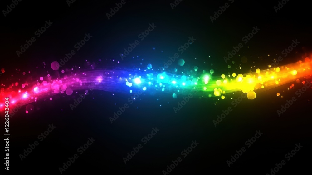 Poster colorful wave of light particles creating a vibrant abstract background