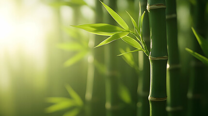 Sunlit bamboo forest, new growth, peaceful scene, nature background, serenity