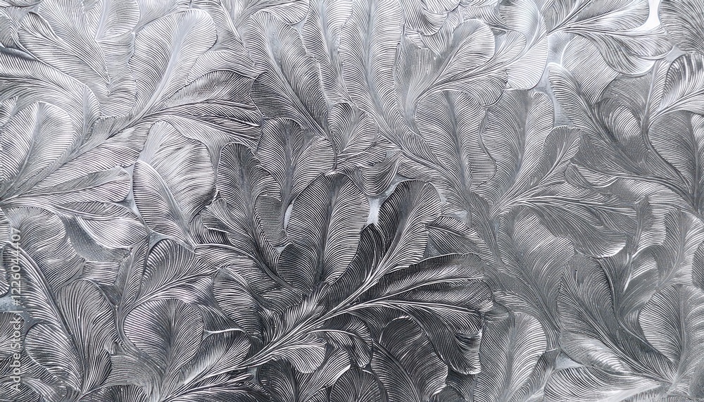 Poster elegant silver leaf background texture transparent overlay with a timeless charm, perfect for modern