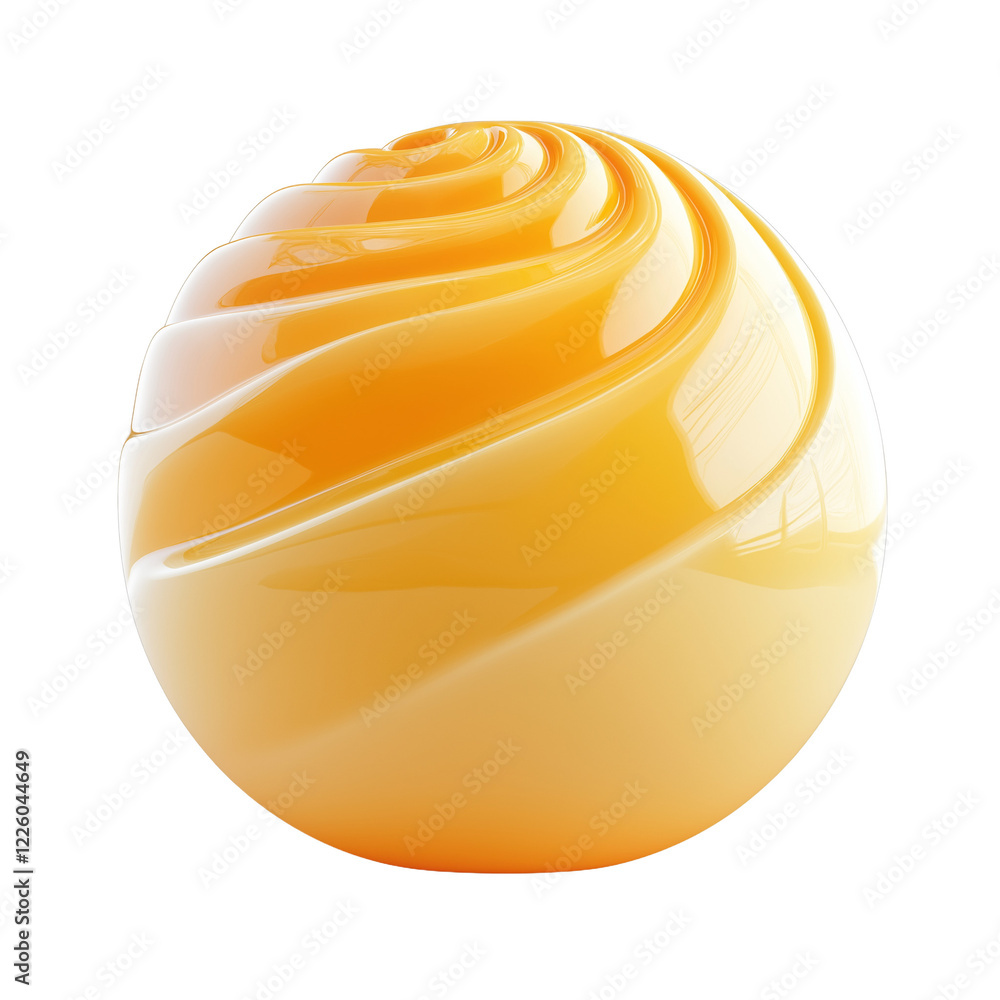 Poster abstract orange sphere with swirling texture: a 3d render of a glossy orb