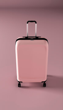 Front View of a Pink Suitcase in 3D Render