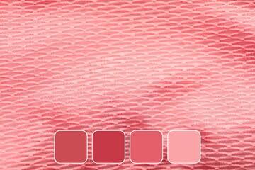 Closeup view of coral fabric. Different color patterns