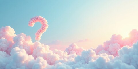 A Question Mark Shaped Cloud Formation in a Pastel Sky at Sunrise