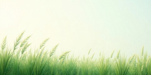Fototapeta premium Serene Meadow Gentle Breeze Through Verdant Grass Blades Under a Soft Sky