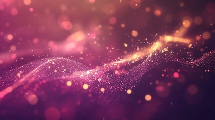 Obraz premium Abstract glowing particle background with wave effect and bokeh lights
