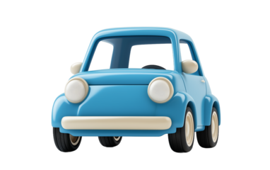 Adorable Blue Retro Cartoon Car 3D Render  Illustration Design for Kids