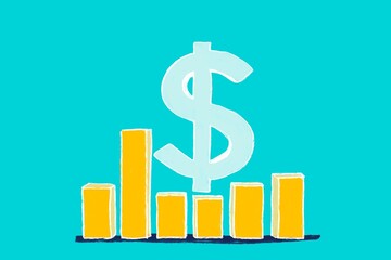 Dollar symbol with bar chart illustrates financial growth