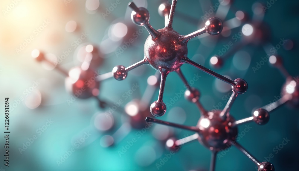 Poster Closeup view of graphene nanomaterial structure. Atomic structures, conductivity properties displayed. High quality tech research photo with ample white space. Modern nanotechnology research style.