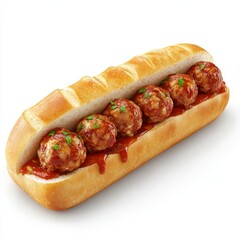 3D Realistic Meatball sub isolated on white background