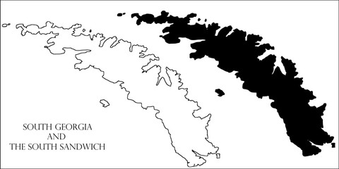 South Georgia and the South Sandwich Islands Blank Map, South Georgia and the South Sandwich Islands Map Outline Vector Images