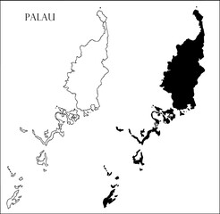 Palau Blank Map, Palau Map Outline Vector Images