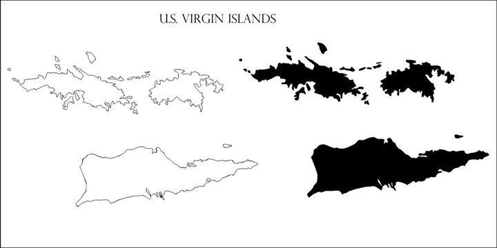 U.S. Virgin Islands Blank Map, U.S. Virgin Islands Map Outline Vector Images