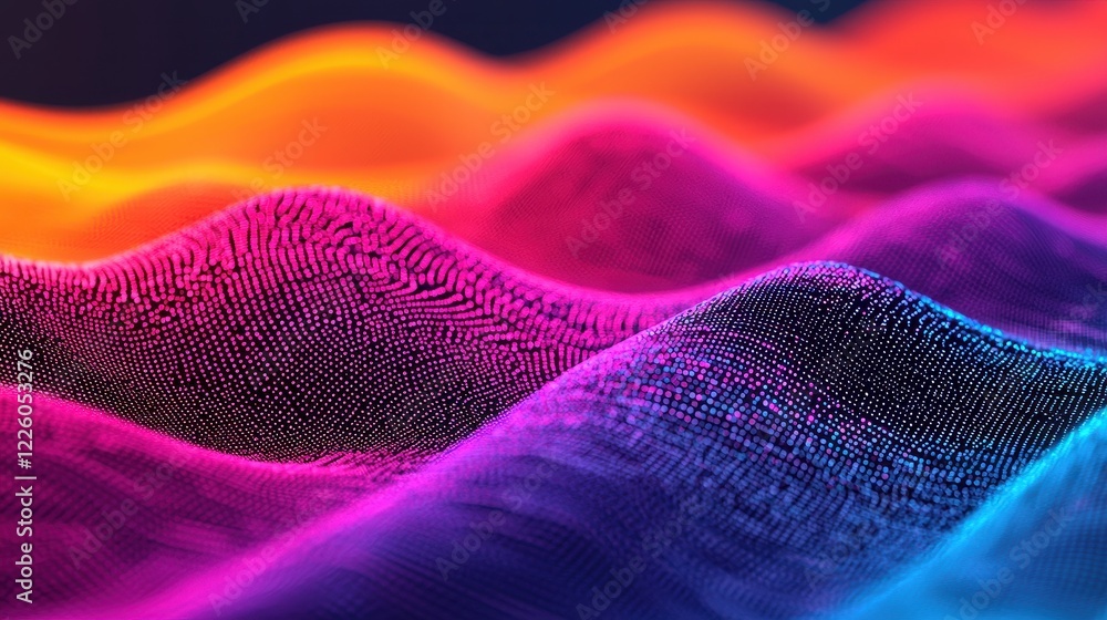 Poster colorful wave patterns of light and digital design in motion