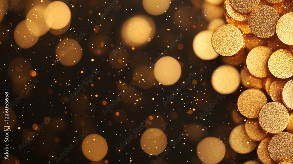 Poster sparkling golden bokeh background with shimmering light effects