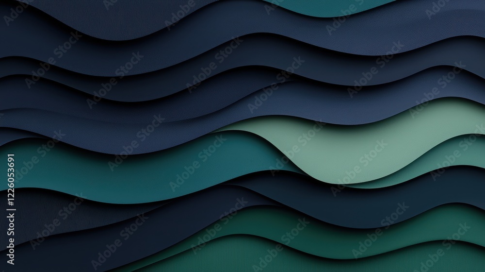 Aufkleber elegant waves of dark and light green patterns in abstract design