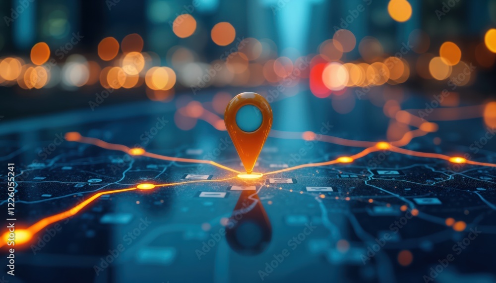 Aufkleber digital map shows routes, destinations. ai pins highlight delivery points. tech revolutionizes futur