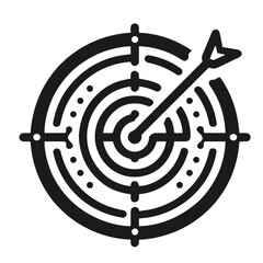 Stylized target icon with an arrow, symbolizing focus and goal achievement with copy space