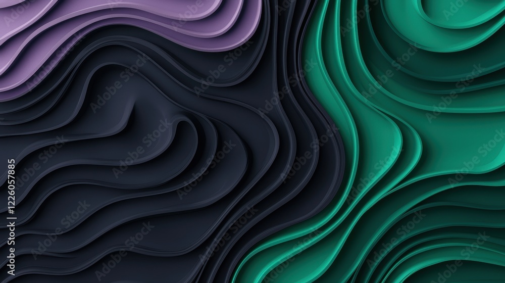 Poster abstract waves in vibrant color palette with smooth texture