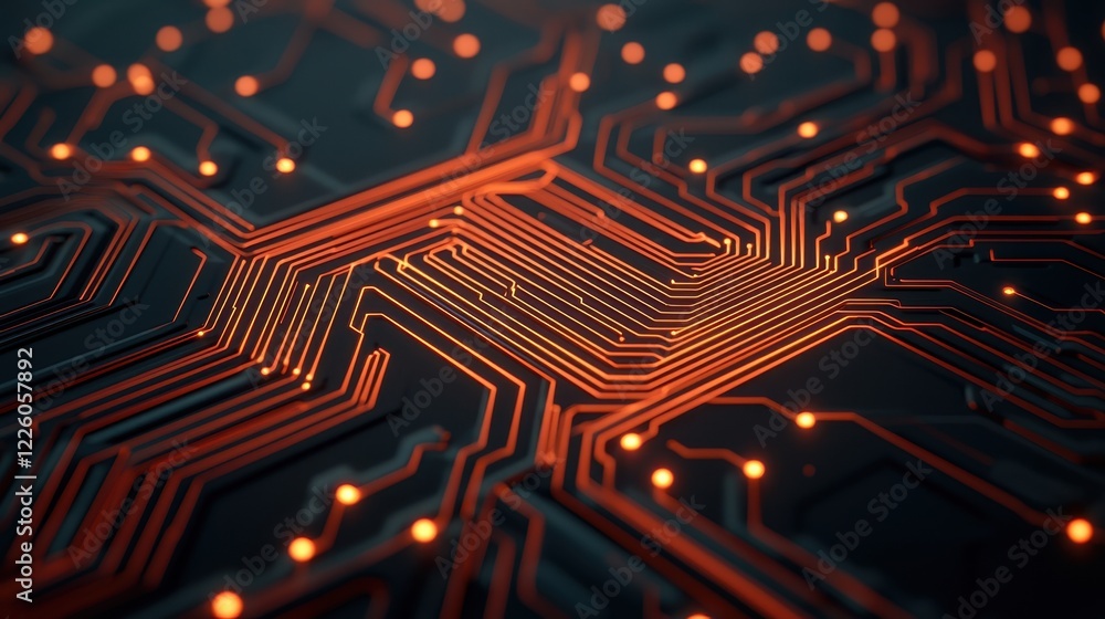 Aufkleber futuristic technology circuit board design with glowing lines and nodes