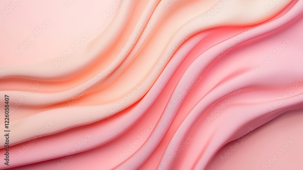 Poster soft pink and peach fabric waves creating an elegant background texture