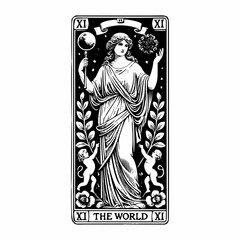 Fototapeta premium The World Tarot Card: The Journey of Divine Completion