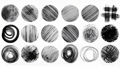 Grungy HandDrawn Textures on White Background A Mix of Lines, Circles, Crosses, Smears, and Strokes Artistic Expression of Raw Creativity