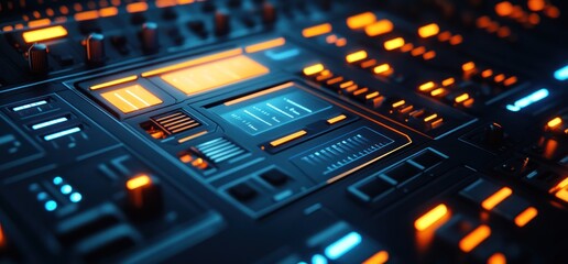 Obraz premium Futuristic Technology Interface: A Digital Symphony of Light and Control