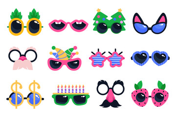 Colorful carnival eyeglasses for purim festival, funny party show goggles, masquerade accessory set