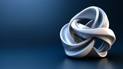 Fototapeta premium Abstract White Sculpture on Dark Blue Background: A Study in Intertwined Forms