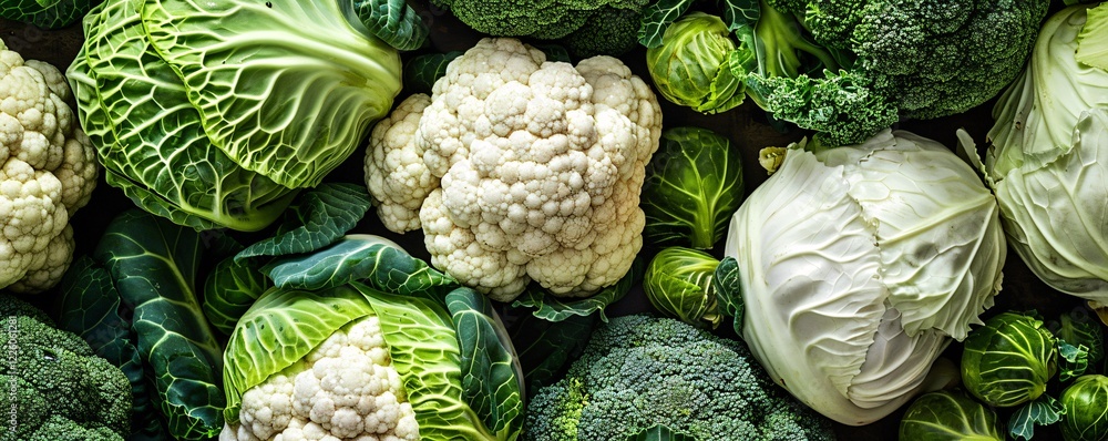 Poster assorted cruciferous vegetables creating a nutritious food backdrop