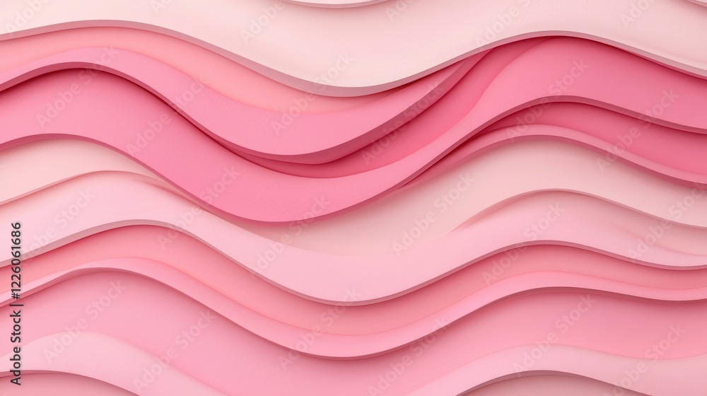 Poster soft pink waves of paper creating a serene abstract background