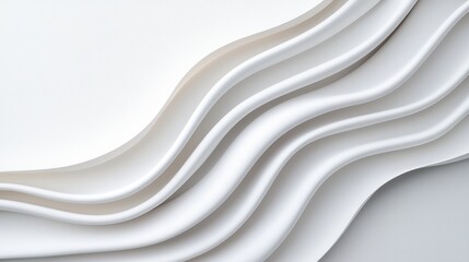 Abstract Wavy Lines of White Paper or Plastic Forms on Light Background