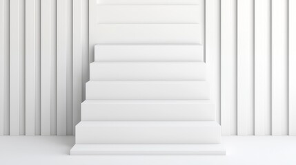 Minimalist White Staircase with Plain Wall and Vertical Panels