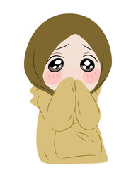 Anime Girl in Hijab: Pleading Illustration