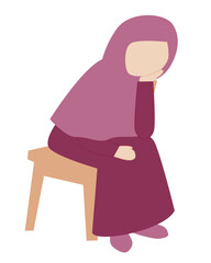 Pensive Muslim Woman Illustration: Contemplation and Reflection