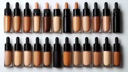 Obraz premium Diverse Foundation Shades on White Background