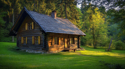 Fototapeta premium Timeless Craft: The Charm of a Wooden Sanctuary
