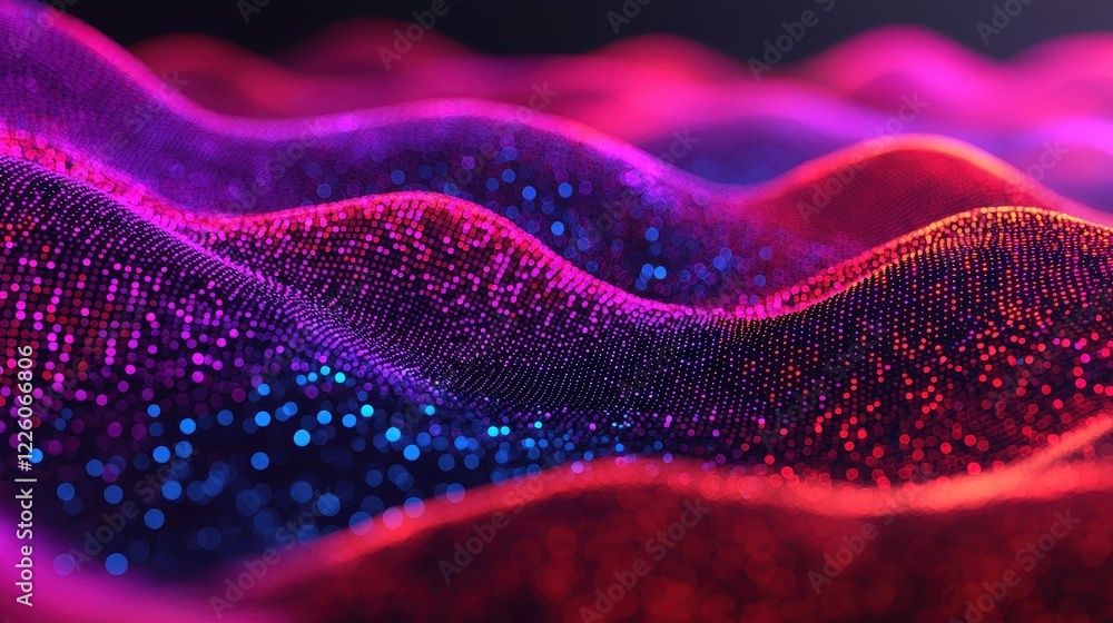 Poster vibrant abstract wave patterns with colorful textures and lights