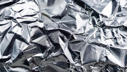 Striking Silver Foil Texture Against a Glossy Black Backdrop, Depicting the Dazzling Reflection of Light and Capturing the Essence of Shiny Surfaces in a Minimalist Setting.