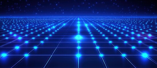 Obraz premium Abstract Digital Grid: Futuristic Blue Network Landscape