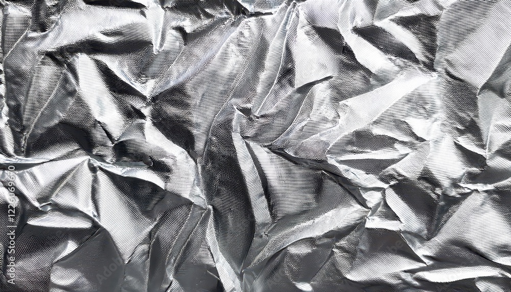 Poster highly detailed silver leaf background texture shiny light grey crumpled metallic chrome foil repeat