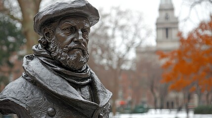 Bronze Bust of a Bearded Man in a Cap
