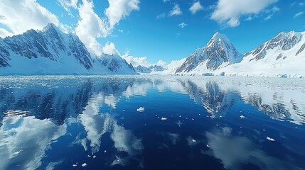 Fototapeta premium Antarctic Mountains Reflecting In Calm Waters